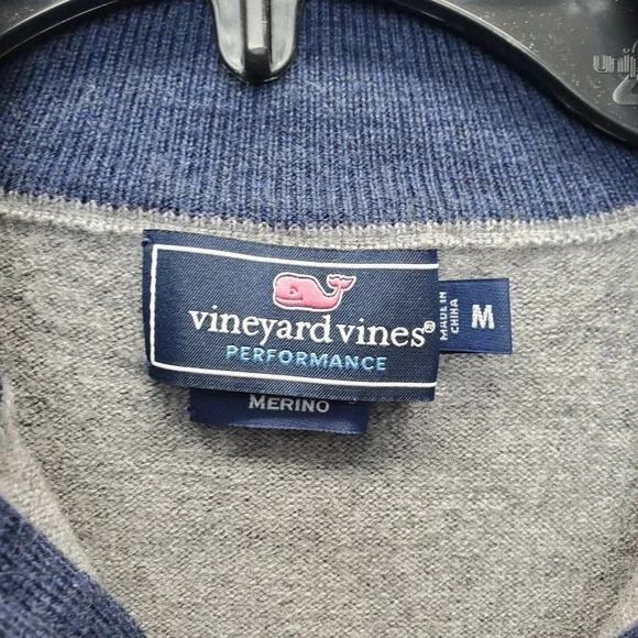 Vineyard Vines Sweater Womens M Gray Performance Knit Side Shoulder Quarter Zip - Picture 7 of 9